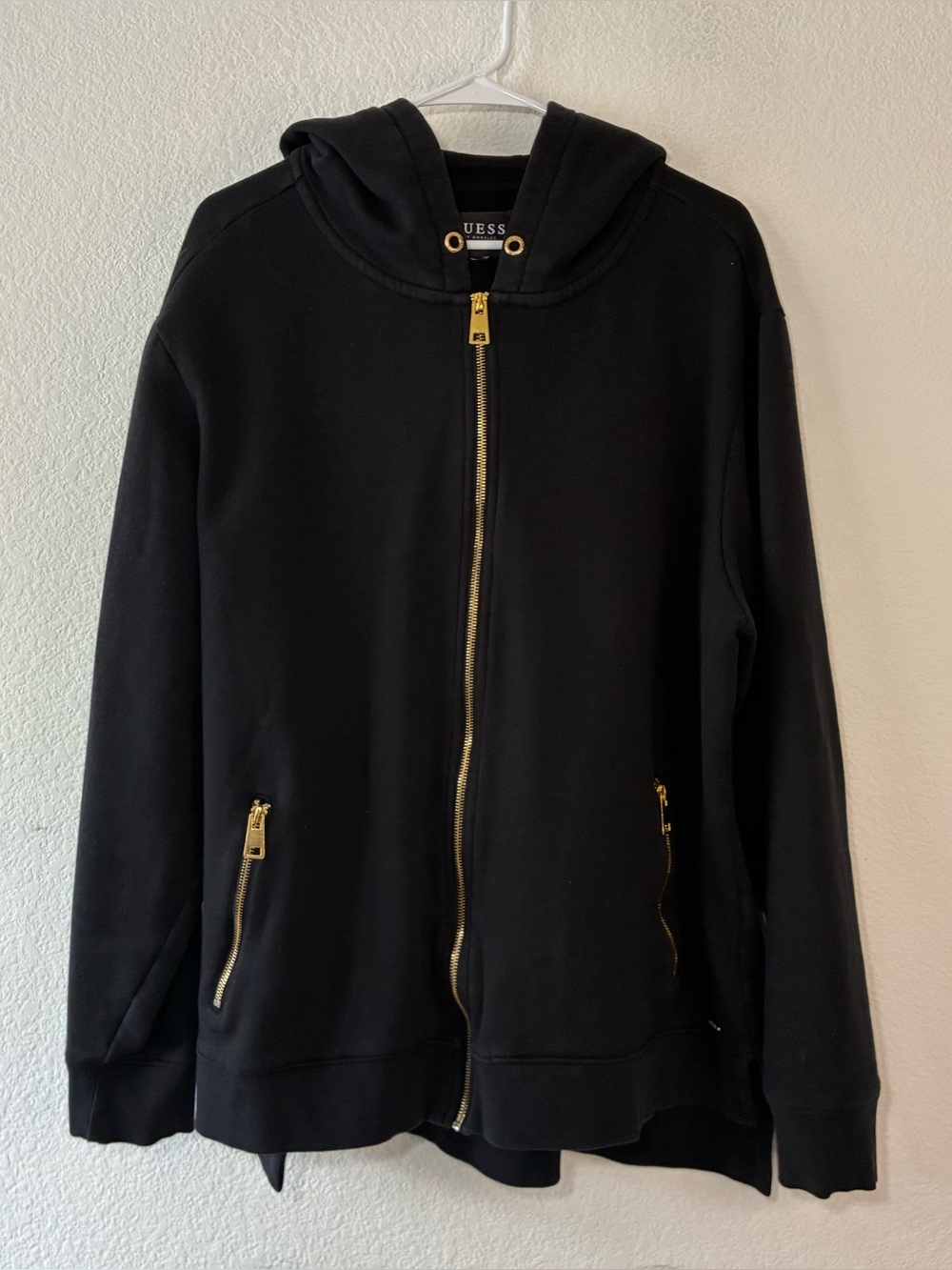 GUESS LOS ANGELES BLACK ZIP UP HOODIE, XXL